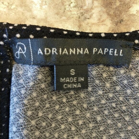 Women's Adrianna Papell Black and White Polka Dot Ruffle Blouse Size Small - Picture 5 of 11